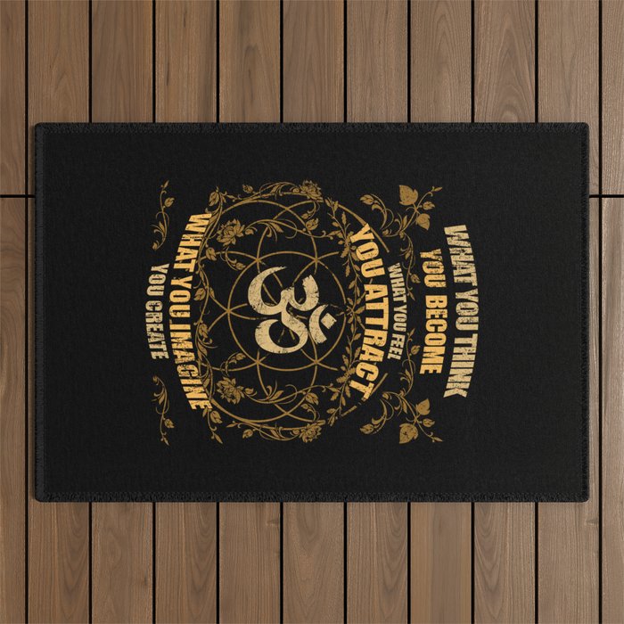 What You Think You Become Spiritual Om Zen Yoga Outdoor Rug