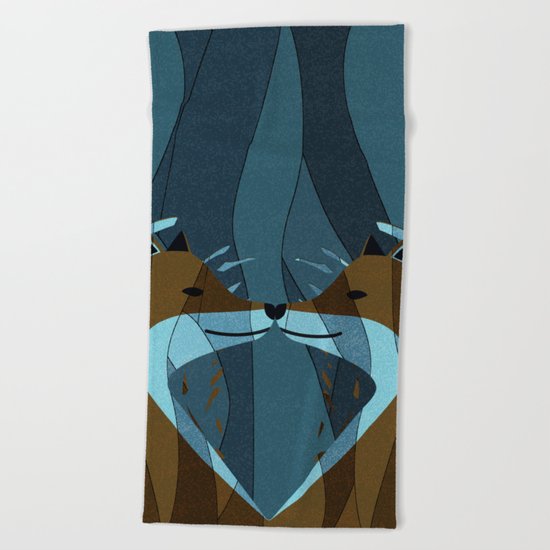 Gorgeous Foxes Kiss Design Beach Towel