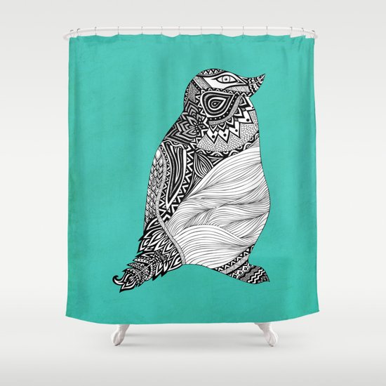 Tribal Penguin Shower Curtain