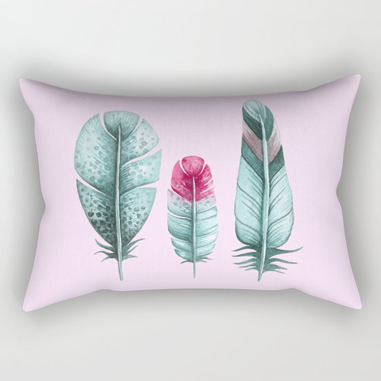 Watercolor feathers (pink) Rectangular Pillow