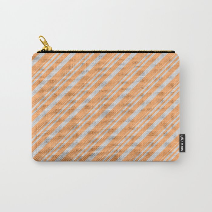 Light Gray and Brown Colored Lines Pattern Carry-All Pouch