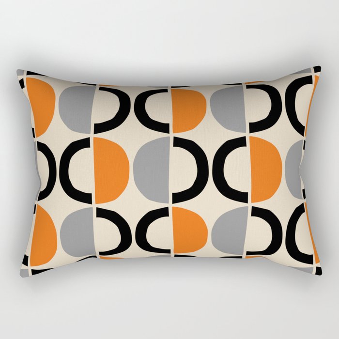 Mid Century Decor 548 Beige Black Gray and Orange Rectangular Pillow