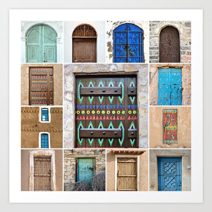 Saudi Doors Square Collage Art Print