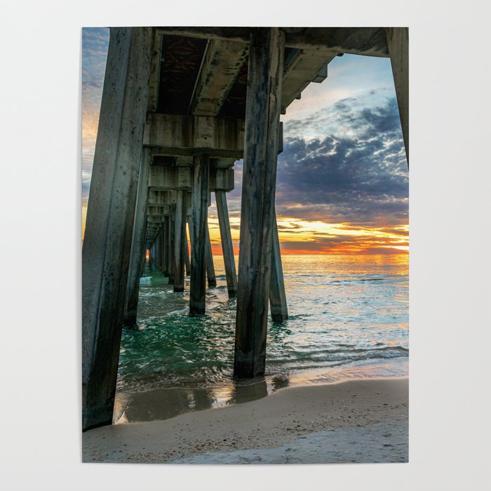 Panama City Beach Pier Sunset Poster