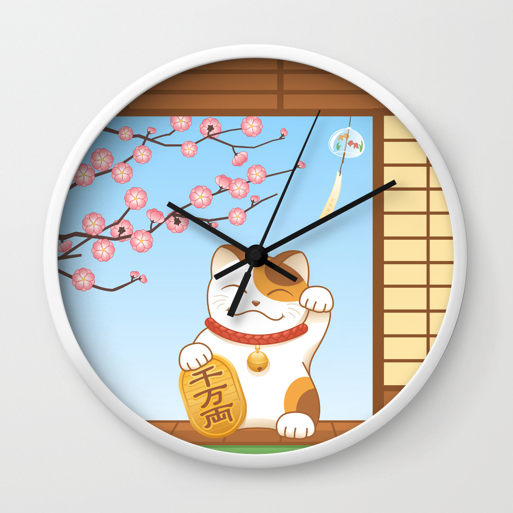 maneki neko clock