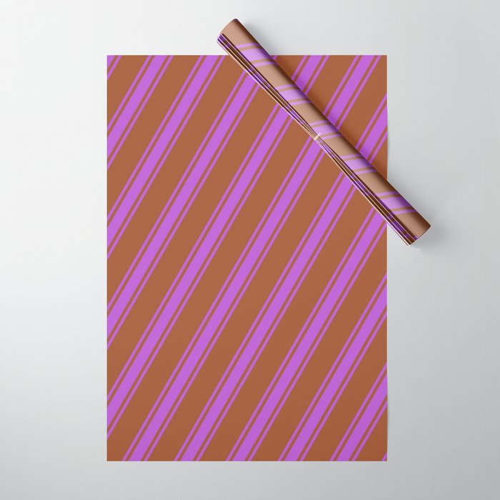 Sienna and Orchid Colored Pattern of Stripes Wrapping Paper