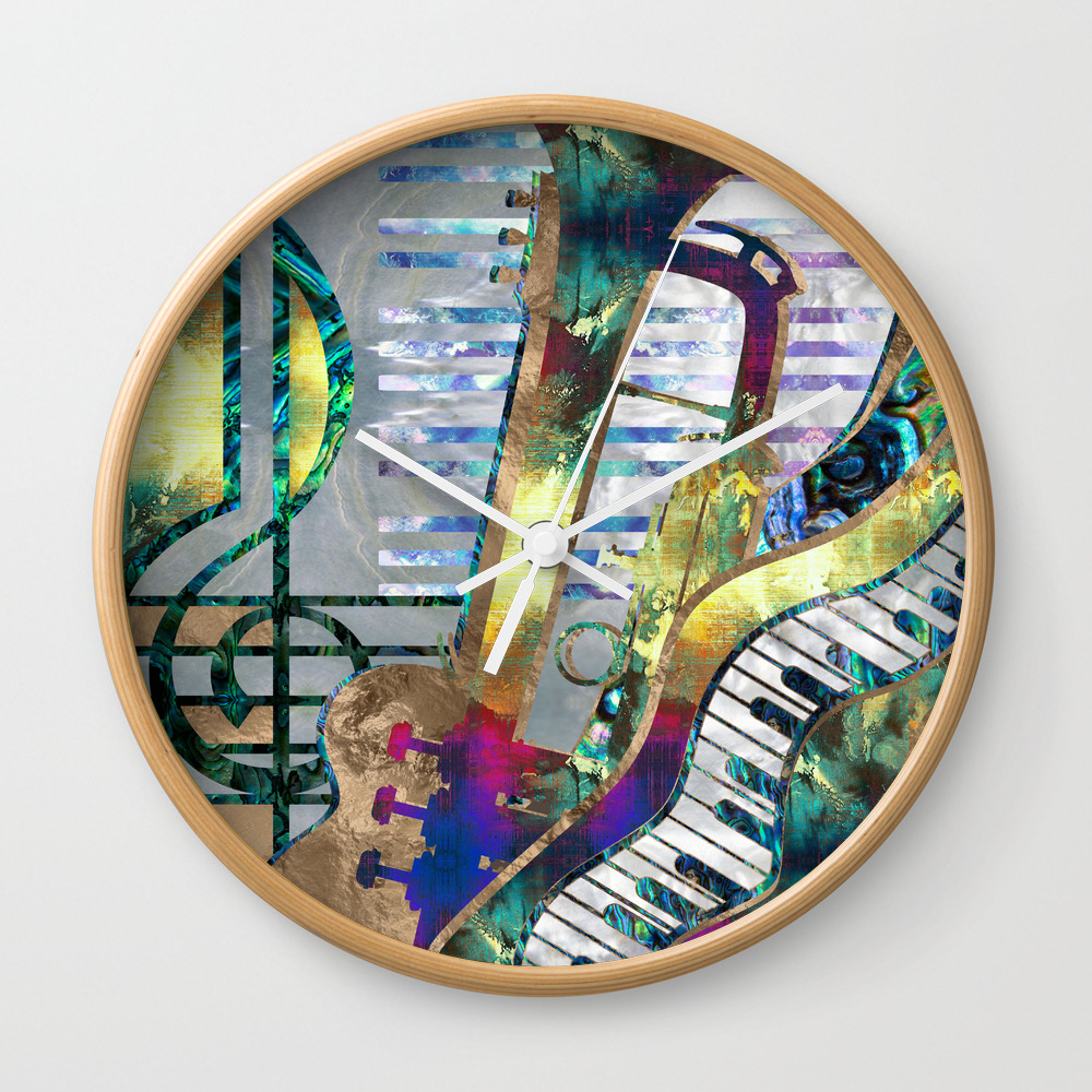 Abstract Music Art Collage Mixed Media 1 Wall Clock By Nataskk