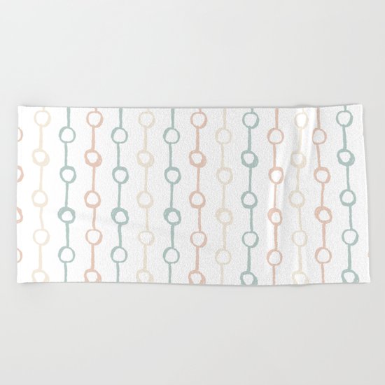 Polka Dot Stripe Pastel Pink Cream Green Beach Towel