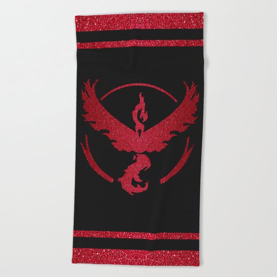 Team Valor Sparkly red sparkles Beach Towel