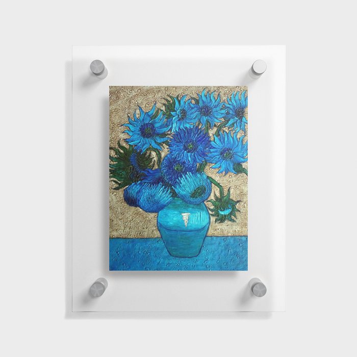 Vincent van Gogh | Twelve blue sunflowers in a vase still life portrait painting Floating Acrylic Print