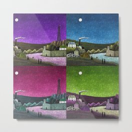 Moon on the River Seine, Paris, France in four colors landscape painting by Henri Rousseau; La Seine à Suresnes Metal Print