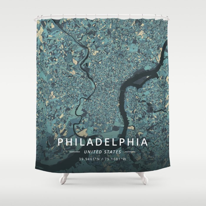 Philadelphia, United States - Cream Blue Shower Curtain