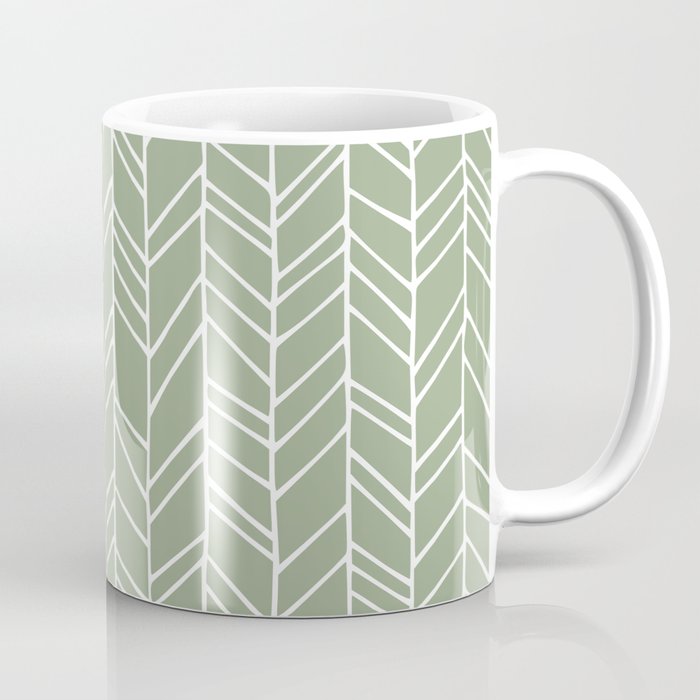 Rustic Herringbone in Sage Green Coffee Mug by Megan Morris Society6