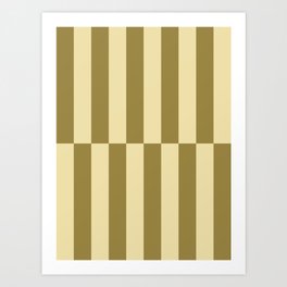 Strippy - Butter and Olive Art Print