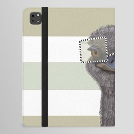 Funny Ostrich with Glasses on Stripe Pattern iPad Folio Case