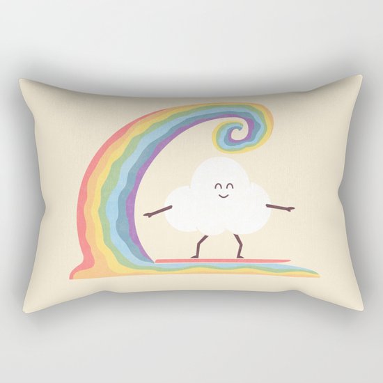 Rainbow Surf Rectangular Pillow
