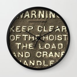 VICTORIAN WARNING SIGN KEEP CLEAR IN SEPIA Wall Clock
