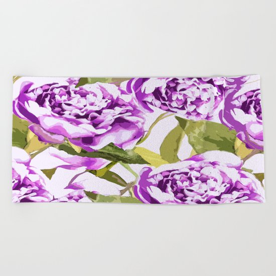 Peonies on a white background - #Society6 #buyart Beach Towel