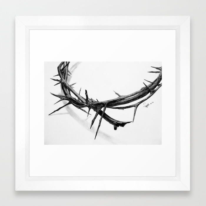 Crown Of Thorns Pencil Drawing Framed Art Print By Syellaartwork Society6