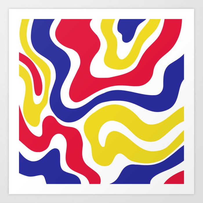 Warped Swirl Marble Pattern (red/blue/yellow) Art Print