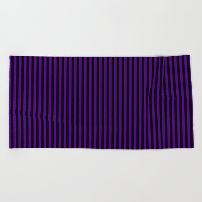 Indigo & Black Colored Striped/Lined Pattern Beach Towel
