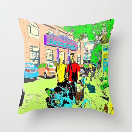 2 cyclists Throw Pillow