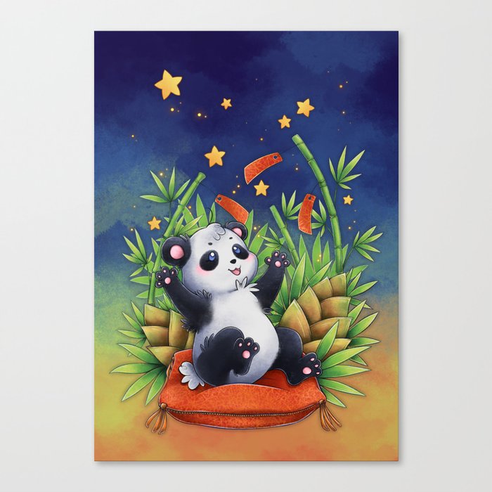 Tanabata Bamboo Panda Canvas Print