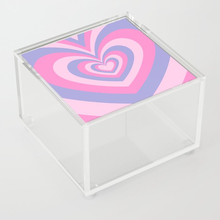Hypnotic 70s Beating Hearts Pink + Violet Acrylic Box