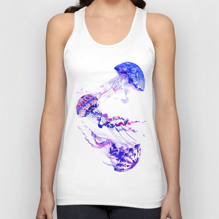 Jellyfish, sea world marine blue aquatic shower purple blue design Tank Top