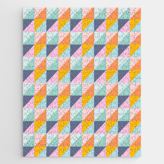 Color Block Triangle Pattern in Bright Pastels Jigsaw Puzzle