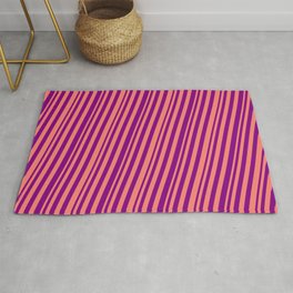 [ Thumbnail: Salmon and Purple Colored Stripes Pattern Rug ]
