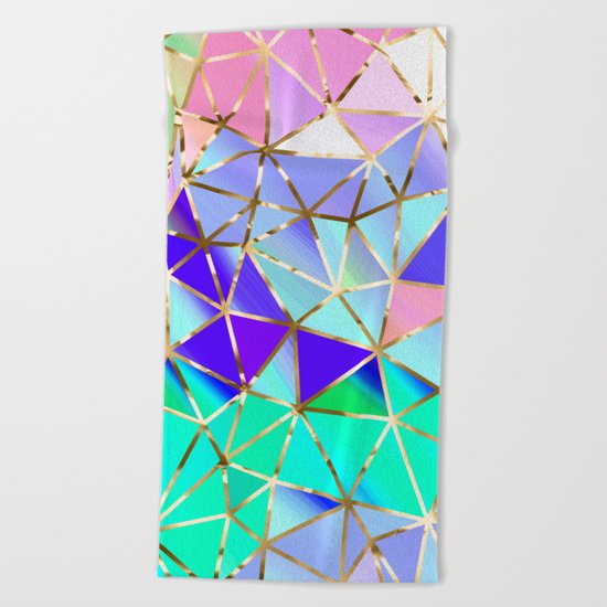 Rainbow Geometric pattern #6 Beach Towel