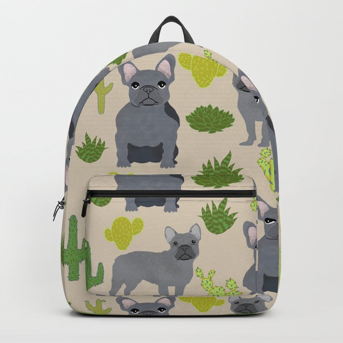 Frenchie french bulldog grey cactus desert southwest dog breed by pet friendly Backpack