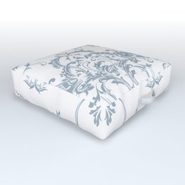 Blue and White Damask Scroll Baroque Pattern Pairs HGTV 2022 Color of the Year Aleutian HGSW3355 Outdoor Floor Cushion