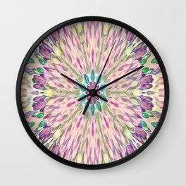 Purple Floral Kaleidoscope Abstract Wall Clock | Lavender, Painting, Watercolor, Design, Softcolors, Kaleidoscopedesign, Kaleidoscope, Pattern, Purple, Floralkaleidoscope 