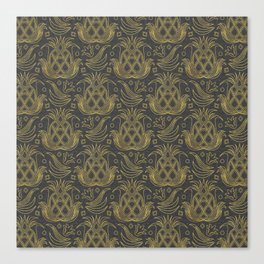 Luxe Pineapple // Textured Gray Canvas Print