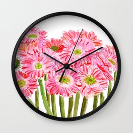 Pink Gerbera Daisy watercolor Wall Clock