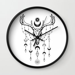 Wicca Deer Skull - Witches Magic Wall Clock
