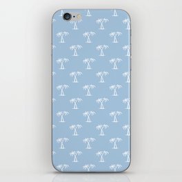 Pale Blue And White Palm Trees Pattern iPhone Skin