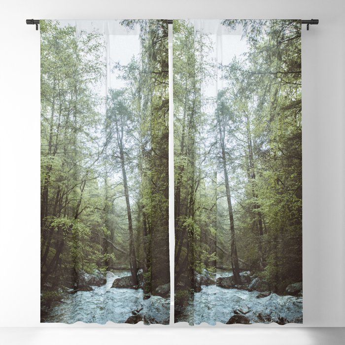 Peaceful Forest, Green Trees and Creek, Relaxing Water Sounds Blackout Curtain