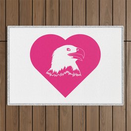 Eagle Mascot Cares Pink Outdoor Rug