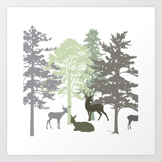 Morning Deer In The Woods No. 1 Art Print