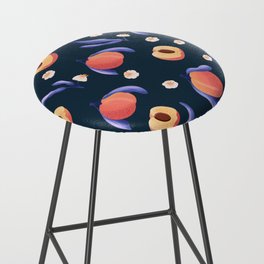 Seamless pattern with hand drawn peaches and floral elements Bar Stool