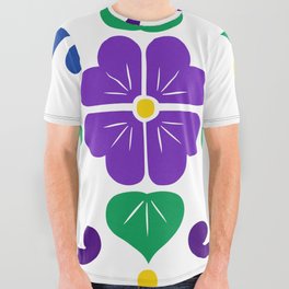 Purple 1, Framed Talavera Flower All Over Graphic Tee
