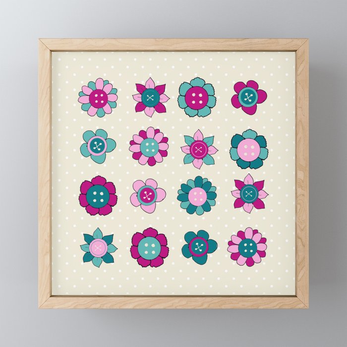 Floral Buttons Artwork Edition Framed Mini Art Print