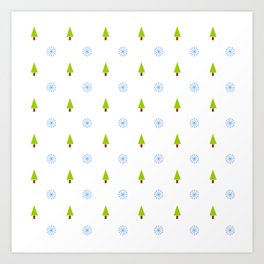 Christmas tree and snowflake 3 Art Print