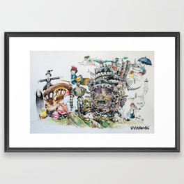 Studio Ghibli Ultimate Watercolour Painting (with all the characters and movies) Framed Art Print