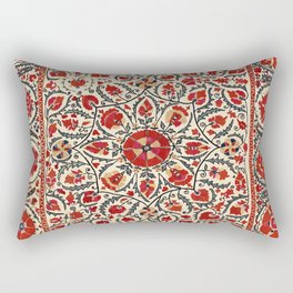 Bokhara Suzani Uzbekistan Colorful Embroidery Print Rectangular Pillow