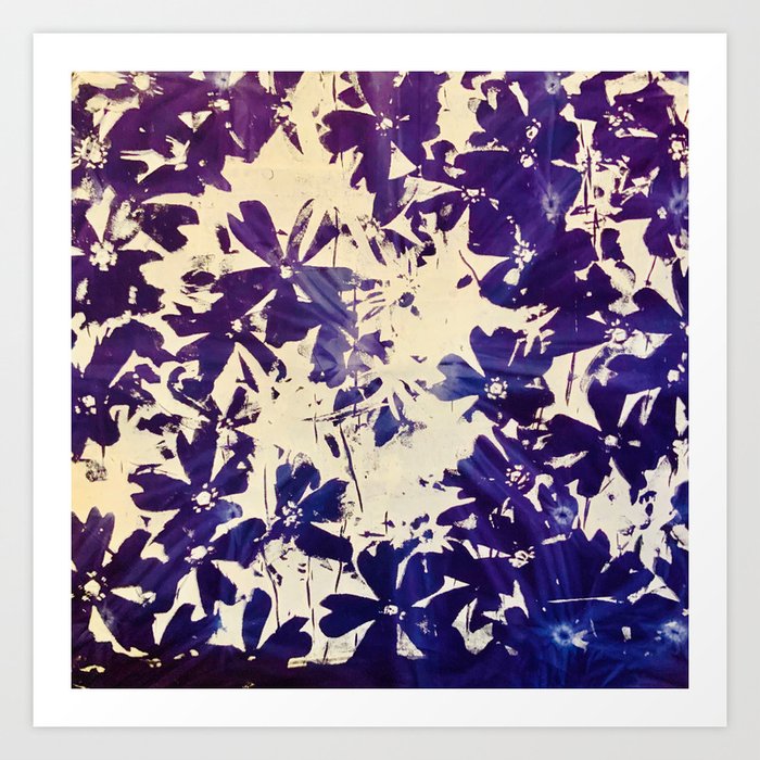 Weston Flowers, white & blue violets  Art Print