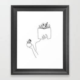 Woman coffee and read Framed Art Print
